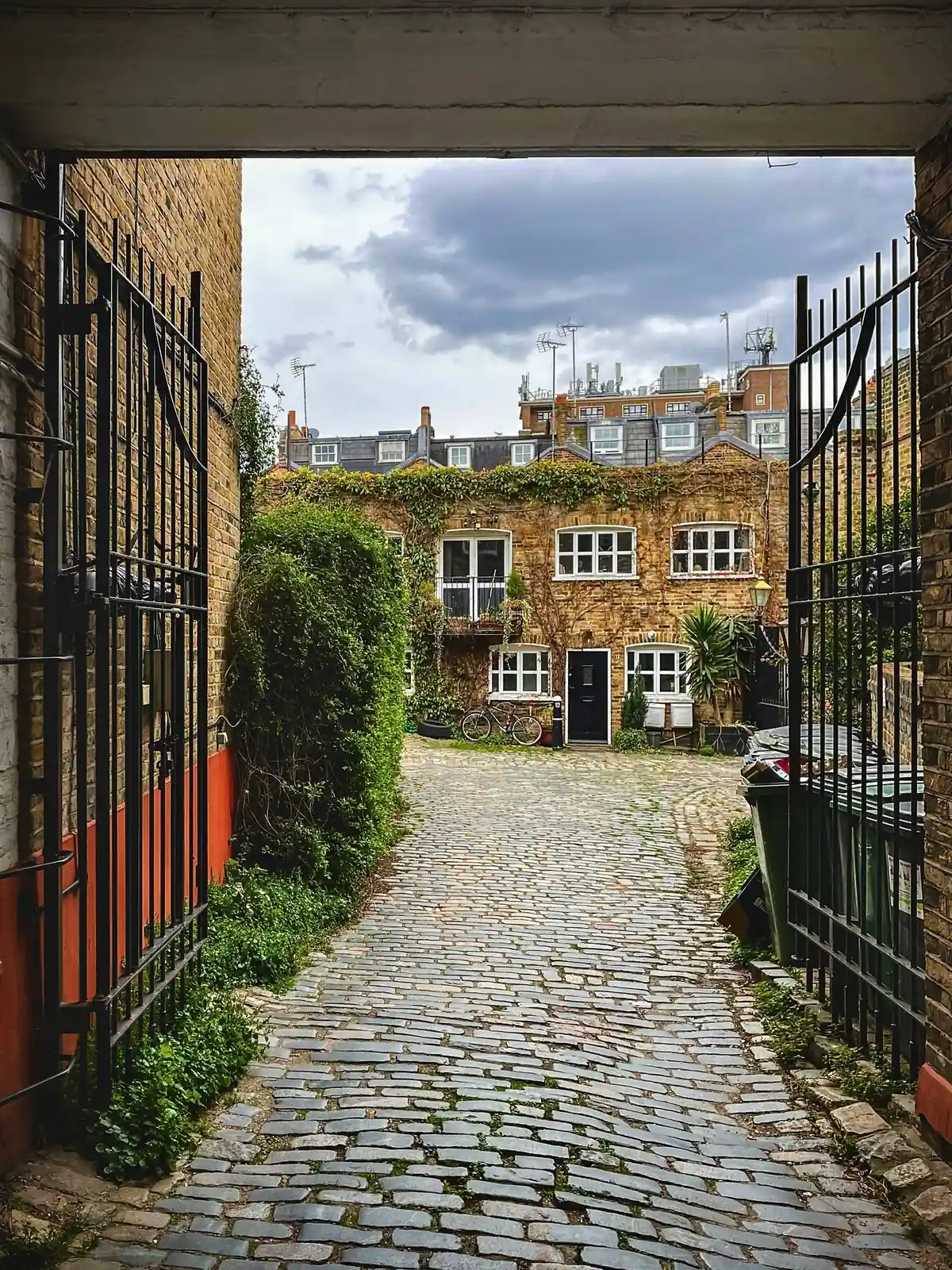 A cobbled mews lined with period windows